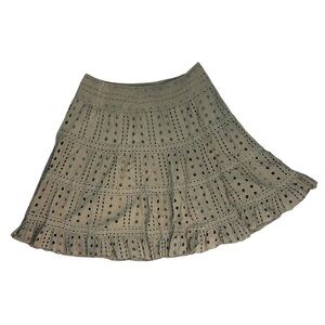 Tan Eyelet Midi Skirt 💞